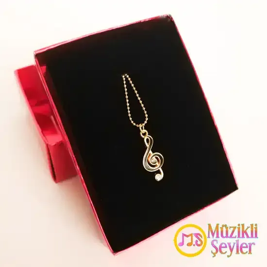 Taşlı Mineli Sol Anahtarı Kolye