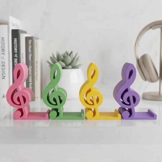 Sol Anahtarı Telefon Standı – Dekoratif Müzik Temalı Masaüstü Telefon Tutucu