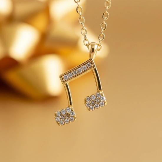 Zirkon Taşlı iki 8’lik Zarif Nota Kolye