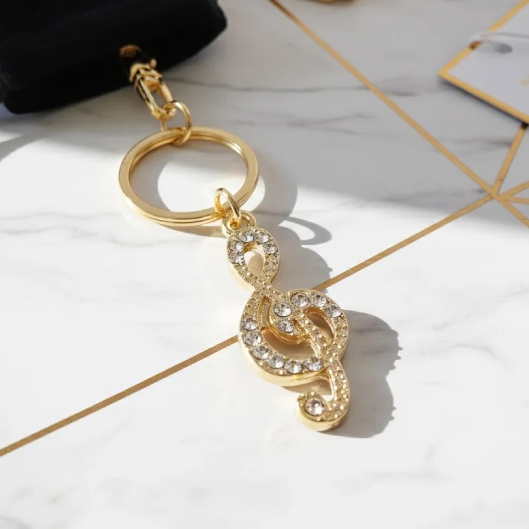 Altın Rengi Taşlı Sol Anahtarı Anahtarlık