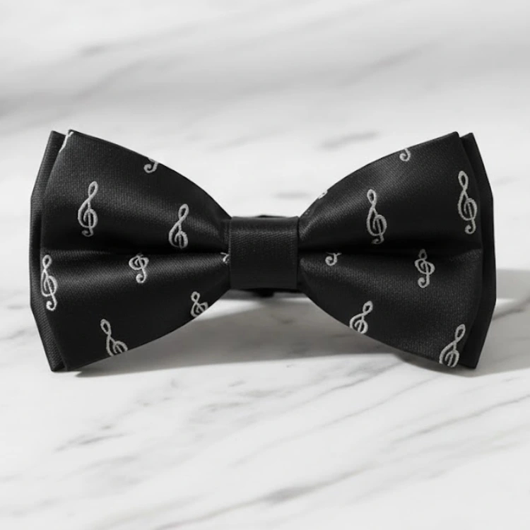 Sol Anahtarı Desenli Papyon