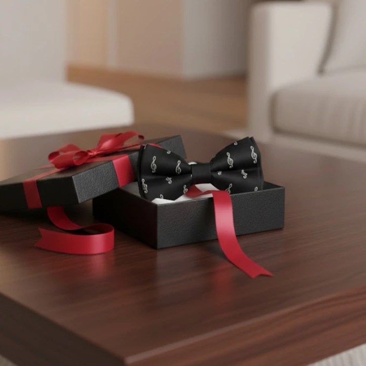 Sol Anahtarı Desenli Papyon