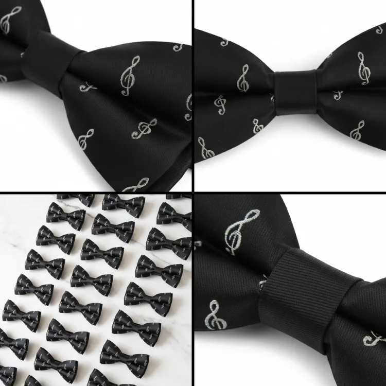 Sol Anahtarı Desenli Papyon