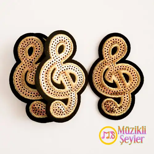 Ütü ile yapışan Altın Rengi Pullu Sol Anahtarı Arma Patch Yama