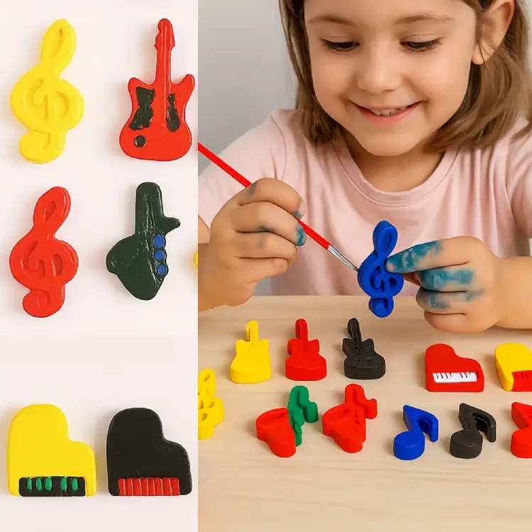 Yeni Müzik Aletleri ve Notalar Boyama Seti