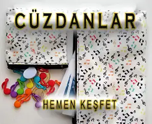 Müzikli Notalı Cüzdanlar